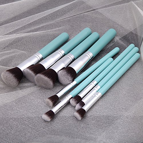 Anself Wood 9Pcs Makeup Brush Kit Professional Cosmetic Set Blue