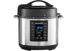 Crock-pot Express MultiCooker 5.6lù, Programmabile, 12 funzioni pre-impostate, Cottura a Pressione, a Vapore, Slow Cooker e Rosolatura, Funzione Warm automatica, Argento-Nero