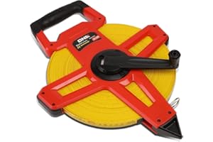 DNA MOTORING TOOLS-00042 Contractor-Grade Open Fiberglass Tape, Distance Measurement Tool Kit, [1] 1/2" / 330 Ft Reel, Orange/Yellow, 8 Inches