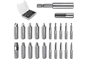 CRAGMUT 22 pezzi Estrattore Di Viti Rotte e Danneggiate - Kit di Rimozione con Punte da Trapano Di Rimozione Bullone Rotto In Acciaio H.S.S per Danneggiati/Spellati