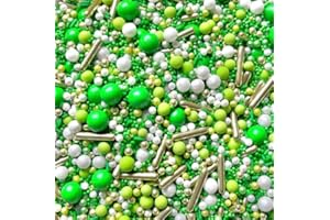 BAKE BOX BOUTIQUE Green sprinkles gold bright neon lime Metallic Sprinkle mix Eid st Patrick’s day Easter decoration party cupcake cookies cake toppers pearls cupcake topper Father’s Day dad edible chocolate balls HULK