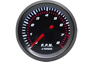 Shkalacar Tachymètre de Voiture, Compte Tour Voiture jauge de 8 000 TR/Min, diamètre de 55 mm, pour Moteur à Essence de 1 à 8 cylindres