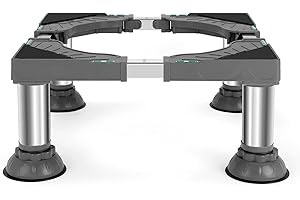 W B D WEIBIDA Carrello Lavatrice con 4 Piedini a Ventosa, Base Lavatrice Carico Pesante 200KG, Altezza 17.7-21 cm, Larghezza Regolabile 40-62cm Mobile per Lavatrice, Asciugatrice, Frigoriferi, Grigio