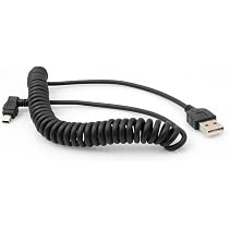 SYSTEM-S Spiralkabel Micro USB 2.0 – Dehnbar 50-135 Cm, 90° Winkelstecker