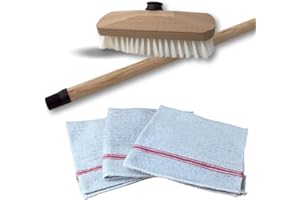 Balai Brosse avec 3 serpillères | Balai Lave Pont 22 cm PPL Blanc | Manche en Bois 1,25 m | Serpillère Ultra absorbante | Dimension 50 * 60 | Ménage Domestique | Laver et Récurer | Kibros SERP_1111