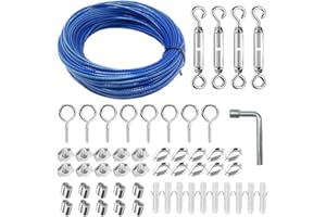 JJCHQ Corda metallica per tenditori, in acciaio inox, 2 mm, 304, corda in acciaio inox, 30 m, con occhielli, cavo da giardino rivestito, per tralicci, tenda, sospensione