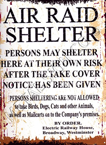 TRACY'S SIGNS AIR RAID SHELTER METAL SIGN RETRO VINTAGE STYLE LARGE 12X16in 30x40cm WARTIME WW11 war wall art