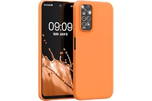 kwmobile Funda para Xiaomi Redmi Note 11 / Note 11S Carcasa - Ultrafina de TPU y Silicona con Bordes elevados anticaídas - Naranja afrutado