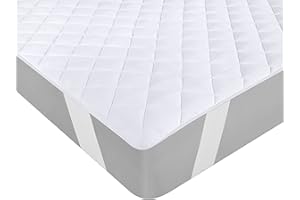 Utopia Bedding Quilted Mattress Pad 160x200 cm, ochraniacz na materac z elastycznym paskiem, pokrowiec na materac o głębokości do 30 cm (biały)
