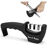 Lantana Smart Sharp Knife Sharpener - Professional 3 Stage Manual Sharpener for Sharpening Kitchen Knives - Ceramic Stone, Tu