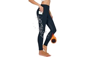 HAVIDETO Legging d'équitation d'hiver pour femme - Pantalon d'équitation thermique pour femme - Doublure en polaire - Imperméable - Avec poche pour téléphone portable - Passants de ceinture