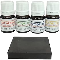 Kit De Prueba De Oro De 14-18 Quilates - Con Reactivos, Piedra De Toque Natural E Instrucciones Multilingües, 2.5 Ml