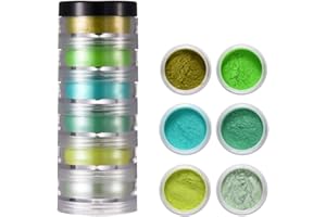 haiaxx 6/24 Couleurs Qualité Cosmétique Poudre De Mica Nacré Résine Époxy Colorant Pigment De Perle Poudre Nacrée Vert
