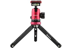 Moman Treppiede da tavolo con testa a sfera, treppiede per mini fotocamera Testa del treppiede a 360°, montaggio a vite 1/4 e 3/8 Carico utile 10 kg, per Canon Sony Nikon DSLR, smartphone BHTR01
