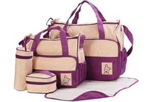 FREESOO Set 5 kits Bolsa de Mama Para Bebe Biberon Bolso Cambiador de Pañales Bolsillo Maternal Bebé para Carro Carrito Biberón Colchoneta Comida Pañal con Gran Capacidad