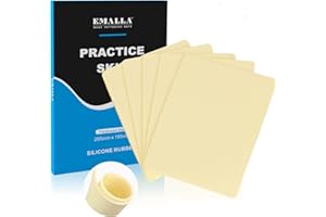 EMALLA Pelle Sintetica Tatuaggi 3mm 5 pezzi A4 Silicone Tatuaggio Pelle Finta 30cm x 20cm Tattoo Skin per Principianti e Artisti