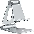 Nulaxy Cell Phone Stand, Fully Foldable Adjustable Desktop Phone Holder Cradle Dock Compatible with iPhone 16 15 14 13 12 11 Pro Xs Xs Max Xr X 8, HUAWEI, Galaxy, Nintendo Switch, All Phones - Silver