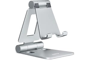 NULAXY Support Téléphone Réglable, Support Téléphone Bureau Pliable Portable Tablette Dock Compatible avec iPhone 15/14/13/12/11 Pro Max Mini XR X 8 Samsung Huawei d'autres Smartphones - Argent