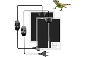 LERWAY Tappetino Riscaldante per Rettili, 2pcs Terrario Tappetino Riscaldante con Regolatore di Temperatura, Serra Reptile Riscaldatore per Lucertola Geco Serpente Tartaruga Granchio Ragno (7W)
