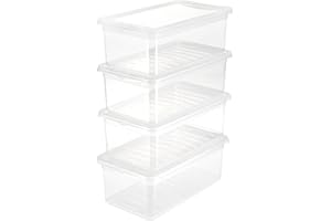 ‎KEEEPER keeeper Aufbewahrungsboxen mit Air Control System, 4-teiliges Set, 4 x 5,6 l, 33 x 19,5 x 12 cm, Bea, Transparent