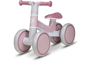 LIONELO VILLY Lekki Rowerek Biegowy, Jeździk 4 Kołowy od 1 do 3 roku życia (do 30 kg), Amortyzacja z Przodu, Ergonomiczne Siedzisko, Prezent dla Dziewczynki i Chłopca