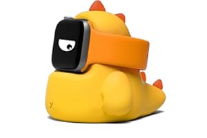 ELETIUO Lade-Ständer kompatibel mit Apple Watch Series 1-10/SE/SE2/Ultra/Ultra 2 (49/45/44/42/41/40/38mm), Dinosaurier-iWatch-Ladestation mit Nachtmodus, gelb
