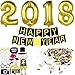 Produktbild Silvester Deko 2018 Silvester Dekoration Set | Happy New Year Girlande + Riesige Folienballons + Neujahr Fotorequisiten Masken Konfetti. Neujahrsdeko / Silvesterpartydeko Accessoire fur Silvesterparty