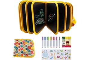 DOGEEK Erasable Doodle Books, Double-Sided Kids' Drawing Writing Boards with 12 Coloring Pens, Portable Early Learning Drawing Pad Travel Toys Birthday Gifts for 3-8 Year Old Boys Girls