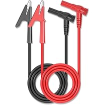 2 Cordons Test Fiche Banane - Pince Crocodile 1m - Multimètre, Labo - Rouge Et Noir
