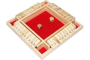 Qcdou Shut The Box Game, Gioco da Tavolo in Legno con 2 Dadi, Gioco di Dadi per 1-4 Giocatori, Età 3 4 5 6 +, Giochi Matematici, Giochi da Tavolo, per Bambini/Adulti (Rosso)