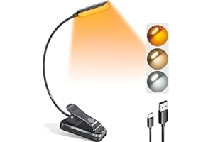 Glocusent Lampe Livre 10 LED, Lampe de Lecture au lit, Liseuse Lampe Rechargeable, 3 Couleurs & 3 Intensités, Autonomie 80h, Idéale pour Amoureux Livres, Gadget insolite utile