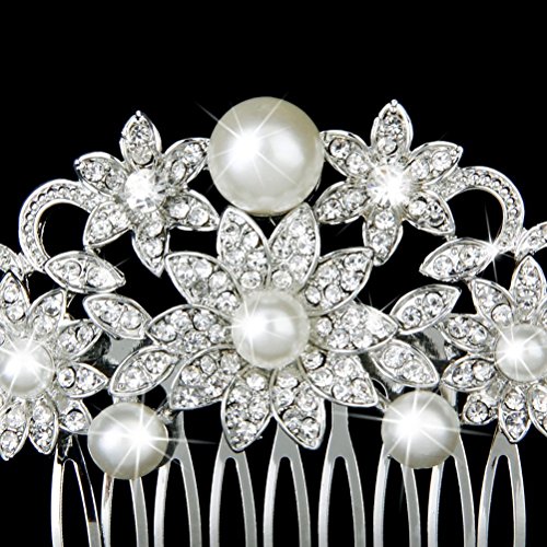 Yulakes Handgefertigt Hochzeit Braut Hochzeit Haarkamm Kristall Strass Haarspange Haarschmuck - 3