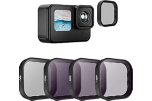 TELESIN 4 Pack filtros CPL ND8 ND16 ND32 Compatible para GoPro Hero 11 Hero 10 Hero 9 Negro Densidad Neutra y Kit de Filtro polarizador Protección de Lente para Go Pro 11/10/9 Accesorios