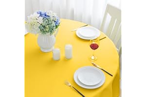 Romanstile kleine runde Tischdecke Outdoor 120 cm Gelb abwaschbar wasserabweisend Tischtuch Tablecloth Tischwäsche Deko für Geburtstag,Party,Garten,Frühling,Sommer,Terrasse,Balkon,Hochzeit,Ostern