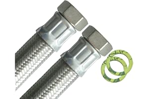 DER-SCHLAUCHFRITZE.DE H2O-Flex® DN25 Panzerschlauch 1"ÜM x 1"ÜM Heizungsschlauch mit Edelstahlgeflecht, Schlauch für Solar Heizung, BHKW und Pumpen für Nutzwasser 1.000mm