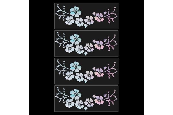 GORGECRAFT 4 Feuilles Hibiscus Fleur Autocollant de Voiture Hawaïen Autocollants et Décalcomanies Coloré Autocollants Réfléchissants Imperméable Vinyle Automobile Décoration Extérieure pour Suv Camion