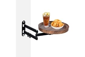 Inscrip väggfällbart bord rund, 720° fritt justerbart fällbord väggskrivbord, 30 cm utdragbart träbord, utrymmesbesparande, väggmonterat litet bord, för sovrum vardagsrum balkong