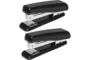 JIKIOU Basics Stapler 2 Pack for Office or Desk, 20 Sheet Capacity, Non-Slip, Without Staples, Black