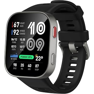 Amazfit Bip Max 50mm Smartwatch, 2.07" AMOLED Display, 20 Days of Battery, GPS, 4GB Storage, Offline Maps, Fitness Tracker, Hybrid Training, 150+ Spor