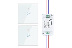 HYHIOTS Ensemble d'interrupteurs sans fil, interrupteur d'éclairage RF433, interrupteur de sécurité émetteur 230V et contrôleur récepteur 10A, interrupteur sans fil, interrupteur mural d'éclairage