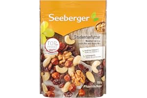 ‎SEEBERGER Seeberger Studentenfutter 5er Pack: Klassische Nuss-Frucht-Mischung aus Haselnusskernen, Mandeln, Walnüssen & Cashewkernen, mit Rosinen - reich an Vitamin E, vegan (5 x 150 g)