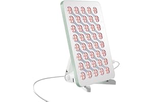 Nanoleaf Lámpara Infrarroja Panel Terapia Luz Roja Rostro y Cuerpo, 160 LED Doble Longitud de Onda (630 nm + 850 nm), Temporizador Integrado, 4 Niveles de Intensidad, Soporte y Gafas Incluidas