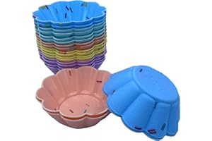 BINHAI Moldes para pétalo magdalenas de silicona paquete de 20 tazas antiadherentes reutilizables para hornear pequeñas muffins par pasteles