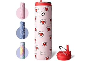 BOTTLEBOTTLE BOTTLE BOTTLE Bouteille isotherme 710 ml Gourde isotherme avec Paille Gourde sport à double paroi en acier inoxydable pour voyager, sports(battement de coeur)