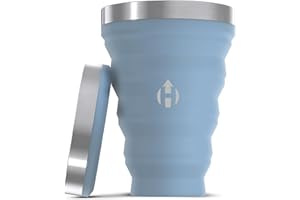 HYDAWAY Collapsible Pint - 16 oz, Silicone & Steel Rim I Collapsible Cup for Beer, Water & Soda, Portable Drinking Cup for Party, Camping, Backpacking & Hiking, Folding Travel Cups Collapse to 1-inch