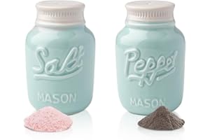 Vintage Solt & Pappper Shakers firmy Comfify - uroczy dekoracyjny słoik na dekoracja w stylu vintage, rustykalny, Shabby Chic - solidna ceramika w kolorze niebieskim - 100 ml czapka.