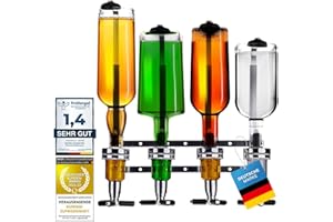 Bar-Butler zur Wand-Montage, 4-fach Flaschen-halter mit 4cl-Dosierer Getränkespender, Getränkeportionierer & Flaschenhalterung für Schnaps und Wein, Zapfsäule & Bar Accessoire (4-fach)