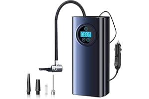 NCTOBEROWS Tyre Inflator Air Compressor 12V DC, Digital Tyre Inflator 150 PSI, Preset Tyre Pressure & Auto Shutoff, with 3 Nozzle Adaptors, Electric Air Pump for Car Tyres, Bicycles, Other Inflatables