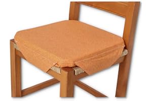 CASA TESSILE Panama cuscino coprisedia con ALETTE Cuscini per Sedie da Cucina, Coprisedia in tinta unita con imbottitura - AMBRA