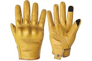 UKKD Gants Moto Gants De Moto Touch Screen Cuir Gant Jaune Glove Hommes Femmes Vélo Vélo Cyclisme Full Finger Motocross Motocross